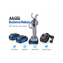 Algaride 20v Akülü Budama Makası 35 Mm Çift Akülü 2.0ah Bataryalı Dijital Ekranlı Profesyonel Dal Budama