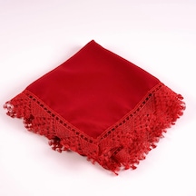 İğne Oyalı Şal Namaz Örtüsü, 144x68 Cm. Kırmızı Kırmızı