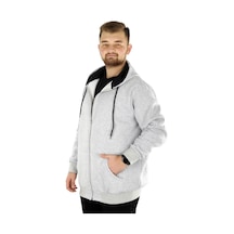 Mode Xl Büyük Beden Erkek Sweatshirt Zippered Recycle B20533 Grimelanj 001