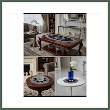Bezos Elora Siyah Model 5 Parça Velvet Kadife Dantelli Runner Seti Salon Takımı Bzstk