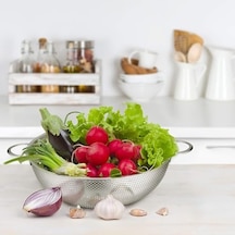 Paslanmaz Çelik 22cm Çift Kulplu Sepet Süzgeç, Salata Süzgeci Meyve Süzgeci, Makarna Süzgec - Paslanmaz Çelik Çift Kulplu 22cm Sepet
