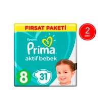 Prima Pampers Aktif Bebek Fırsat Paketi Bebek Bezi 17+ KG 8 Beden 2 x 31 Adet 2'li