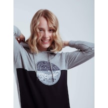 Fenerbahçe Kadın Trıbun Pullu Logo Sweat Lacıvert-gri