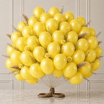 Sarı Renk Lateks Metalik Balon 30 Cm - 50 Adet