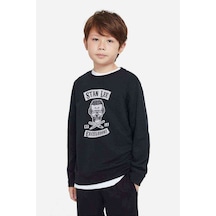 Tshirthane Marvel Stan Lee Excelsion Rock Metal Baskılı Unisex Çocuk Sweat Siyah