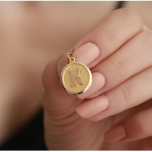 Özden Kuyumcusu  14 Ayar Altın Vintage Oval K Harf Kolye Ucu