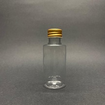 30 Cc Pet Şişe Silindir Kısa - Gold Metal Kapaklı- 30ml Pet Şişe-