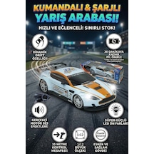 1:12 Ölçek Uzaktan Kumandalı Şarjlı Drift Arabası - Büyük Boy Işıklı Ve Sesli Yarış Arabası Mavi Turuncu
