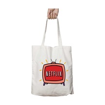 Art Hediye Netflix Png Transparent İki Taraf Kalıcı Yıkanabilir Okul Plaj Omuz Bez Çanta Çok Renkli