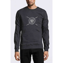 Hardcore Cm Punk Baskılı Füme Erkek Örme Sweatshirt
