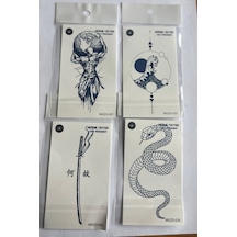 Vahşi 4 Adet Minimal 11x8 Cm 3 Hafta Kalıcı Yarı Kalıcı Geçici Dövme