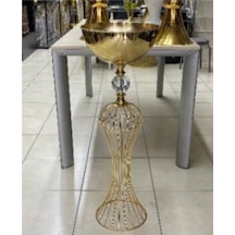 Vz-05 Tel Vazo 90 Cm 32 Cm Çap Büyük Boy Dekoratif Modern Şık Salon Vazo Altın