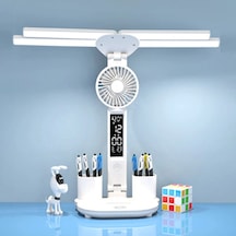Techtic 8in1 Fanlı Masa Lambası 4 Başlı Lamba Saat Takvim Derece