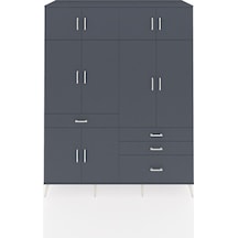 Kronos Gardrop 5 Raflı 4 Çekmeceli 2 Askılı 176x59x221 Antrasit-antrasit Antrasit