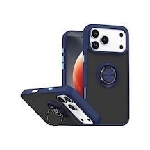 Uray Store Apple iPhone Uyumlu  17 Pro Montreal Yüzüklü Silikon Kapak - Lacivert