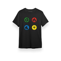 Pokemon Energy İcons Siyah Kısa Kol Erkek Tshirt 001