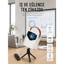Projeksiyon Ev Sineması Bluetooth 4k Hd Kaliteli Görüntü Kumandalı Siyah
