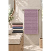 Çizgi Dokulu Renkli El Yüz Havlusu 50x90 Cm 6 Lı Set - Çok Renkli