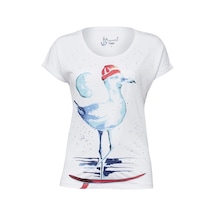 Anemoss Martı Beyaz Kadın T-Shirt