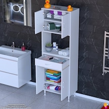 Modilayn Arda Banyo Dolabı 55x173x32,5cm 1 Çekmece 4 Kapak Ve 6 Raflı İhtiyaca Uygun Kolay Kurulum Beyaz
