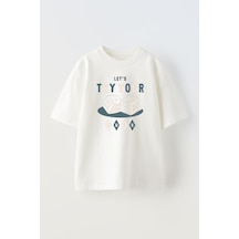 Thewert Unisex Let's Try Your Luck Tasarım Baskılı Pamuk Beyaz Oversize T-shirt