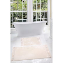Relax Krem Köşeli 60x100 + 50x60 Cm 2'li Pufidik Banyo Paspası Se Krem