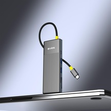 Sw-u708 7 İn 1 Gri Metal 4k 60hz Hdmı 100w Pd, 2xusb 3.2 1xtype-c Data, Sd/tf Type C Hub Adaptör