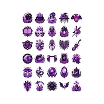 30 Adet Gotik Büyülü Sticker Seti - Laptop Defter Telefon İçin Çok Renkli