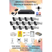 13 Kameralı Set - Yapay Zeka Özellikli Gece Renkli Sesli Fullhd 5mp Lensli 9 Warm Ve Çakar Ledli Güvenlik Kamerası Seti 5909ws-116