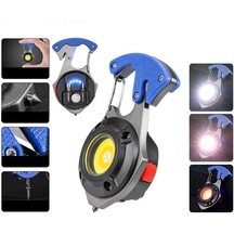 Powermaster - Çok Fonksiyonlu Şarjlı Led El Feneri Anahtarlık 500 Lümen Kamp Lambası Tornavidalı Kesicili Mıknatıslı Cep Feneri Mavi - Siyah