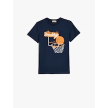 Koton Tişört Basketbol Baskılı Kısa Kollu Bisiklet Yaka Pamuklu Lacivert 5skb10133tk Lacivert