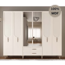 Açelya 6 Kapak Mdf Ayaklı Tasarım Gardırop Aytaşı