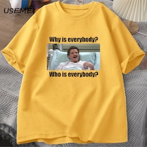 Flood Of Style Pedro Pascal Snl Neden T-shirt Adam Komik Tee Pamuk Kısa Kollu Erkek Pamuk T-shirt Yaz Sarı