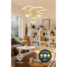 4 Toplu Sarmaşık Gold Kaplama Sarkıt Led Avize Salon Avize 3 Renkli