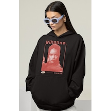 Sevbano Rihanna Badgirl Baskılı Unisex Oversize Şarkıcı Hoodie Siyah