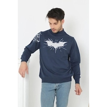 Belifanti Collection Erkek Yarım Boğazlı Kazak Baskılı Dokuma Triko - Indigo