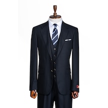 İlayda Emir Luxury, İtalyan Kesim, Slim Fit, Blazer, Çizgili, Erkek Takım Antrasit - Lacivert