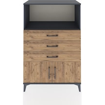 Hyperion Dolap Tek Raflı 3 Çekmeceli 2 Kapaklı 88x44x134 Antrasit-çam Antrasit