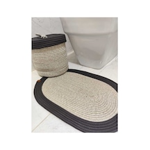 Jüt Hasır 2 Li Banyo Paspas Takımı Bohem Tarzı Banyo Takımı Paspas 40x60 /sepet/25x25 Taş Siyah Taş Siyah