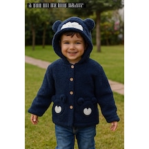 1-3 Yaş Kuzu Welsoft Kapşonlu Nakışlı Hırka Lacivert 1-3 Yaş Kuzu Welsoft Kapşonlu Nakışlı Hırka Lacivert