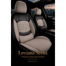 Vw Golf 7 Kasa 2013-2020 Uyumlu Levante Serisi Bel Destekli Keten Bej Siyah Koltuk Kılıfı