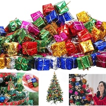 12 Adet Yılbaşı Ağacı Süsü Küçük Hediye Kutuları Asılı Süslemeler Mini Noel Folyo Kutuları El Yapımı Hediye Kutuları Noel Ağacı Süslemeleri Çeşitli Renkler