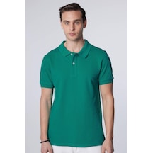Tudors Erkek Slim Fit Dar Kesim %100 Pamuk Düz Pike Yeşil Polo Yaka Tişört-30579-yesıl Yeşil