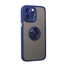 Apple iPhone Uyumlu - 14 Pro Max Kılıf Montreal Yüzüklü Silikon Kapak - Lacivert