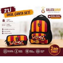 Galatasaray Lisanslı Aslan Desenli Beslenme Çantası 26570+ Kalemlik 26571 Çok Renkli