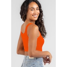 Madmext Turuncu Askılı Basic Crop Top Bluz Mg1757-turuncu Turuncu