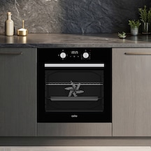 Carino 4 Fonksiyon Dijital Siyah Power Turbo 2'li Cam Ocaklı Ankastre Set Fırın+Ocak
