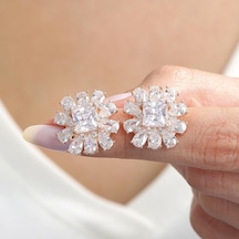 Effective Diamond Milano Rüyası Rose Renk Işıltılı Gümüş Küpe