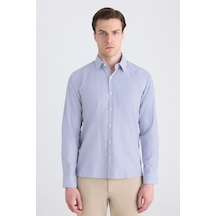Twn Slim Fit Saks Mavi Çizgili Gömlek 5ef02hd04282m 750