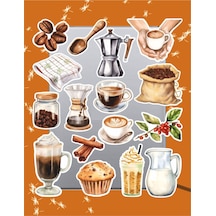 Coffee Vintage Retro Sticker Seti Laptop Ajanda Pc Tablet Telefon Defter Etiket Bullet Journal Diğer